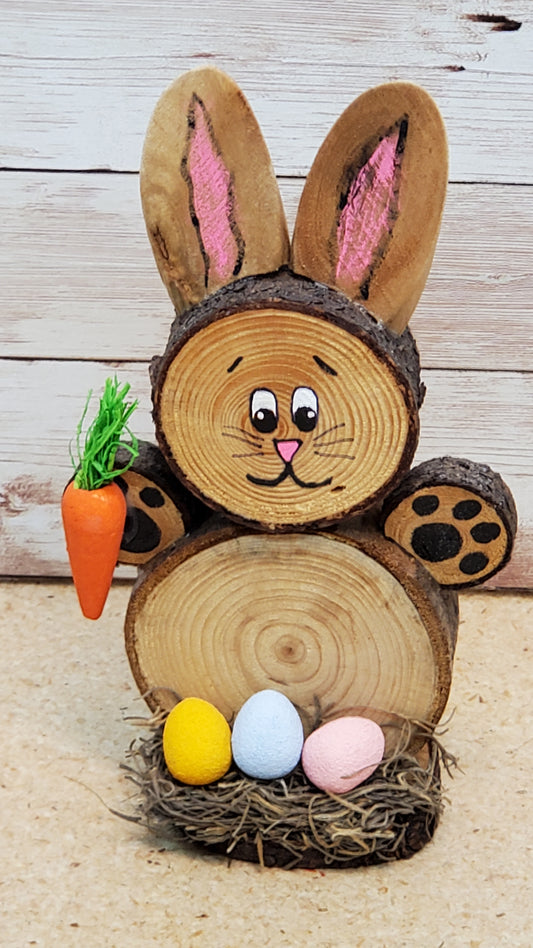 Wood round bunny